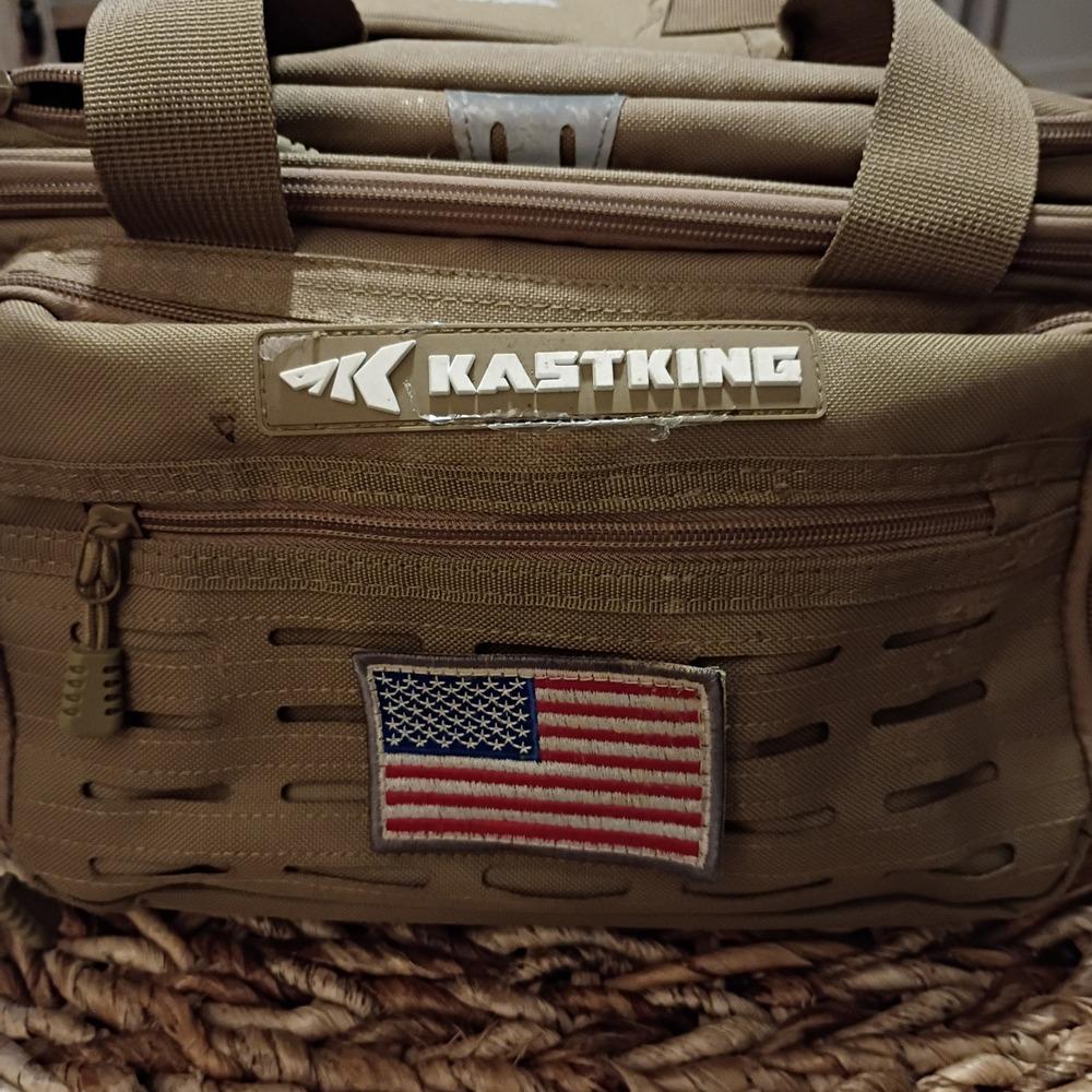 KastKing Fishing Tackle Bag Tan Tactical MOLLE Gear Organizer with Utility Boxes
